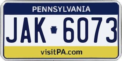 PA license plate JAK6073