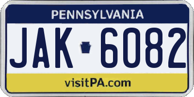 PA license plate JAK6082