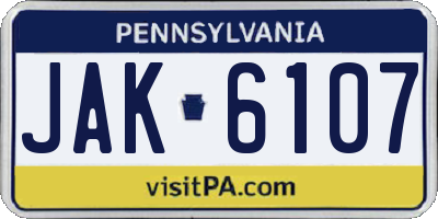 PA license plate JAK6107