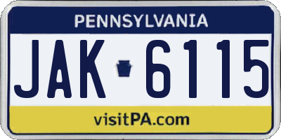 PA license plate JAK6115