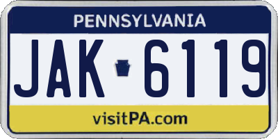 PA license plate JAK6119