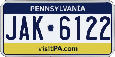 PA license plate JAK6122