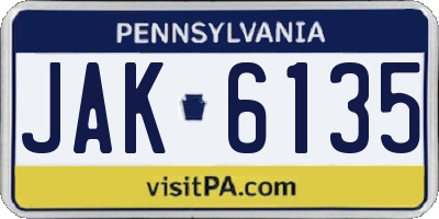PA license plate JAK6135