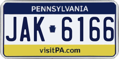 PA license plate JAK6166