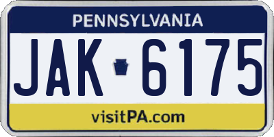 PA license plate JAK6175