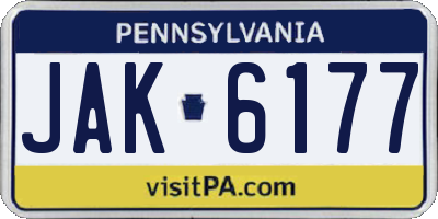 PA license plate JAK6177