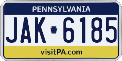 PA license plate JAK6185