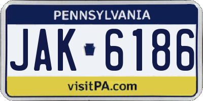 PA license plate JAK6186