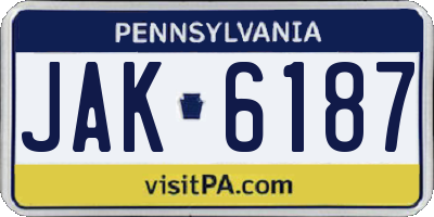PA license plate JAK6187
