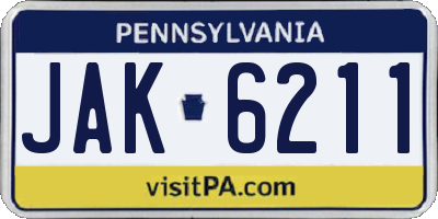 PA license plate JAK6211