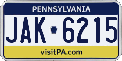 PA license plate JAK6215