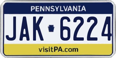 PA license plate JAK6224