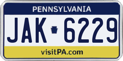 PA license plate JAK6229