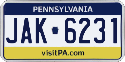 PA license plate JAK6231