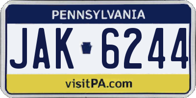 PA license plate JAK6244