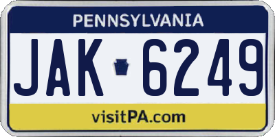 PA license plate JAK6249