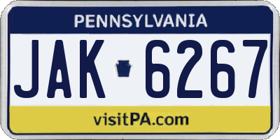PA license plate JAK6267