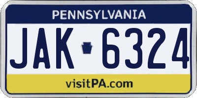 PA license plate JAK6324