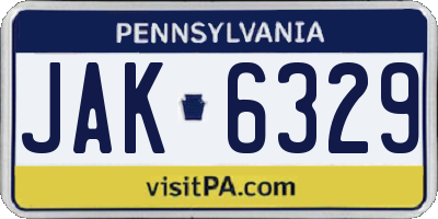 PA license plate JAK6329