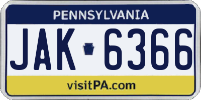 PA license plate JAK6366
