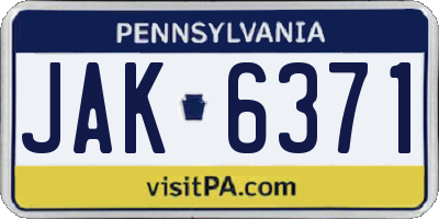 PA license plate JAK6371