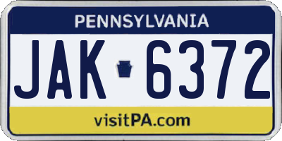 PA license plate JAK6372