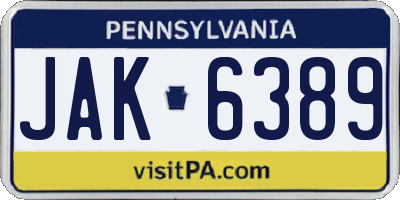 PA license plate JAK6389