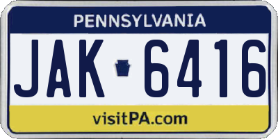 PA license plate JAK6416