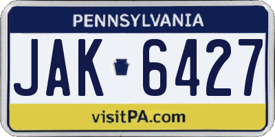 PA license plate JAK6427