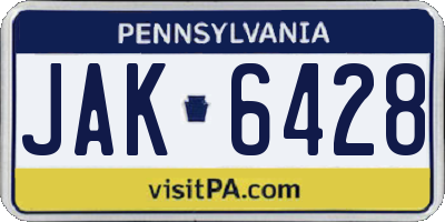 PA license plate JAK6428