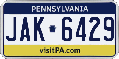 PA license plate JAK6429