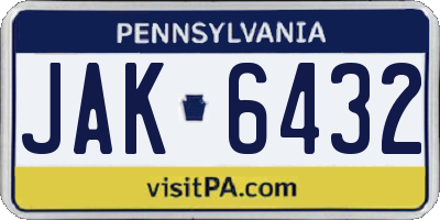 PA license plate JAK6432