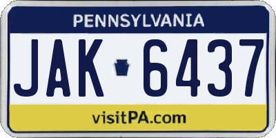 PA license plate JAK6437