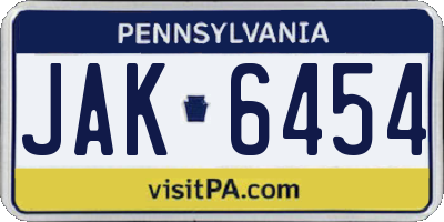 PA license plate JAK6454