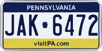 PA license plate JAK6472