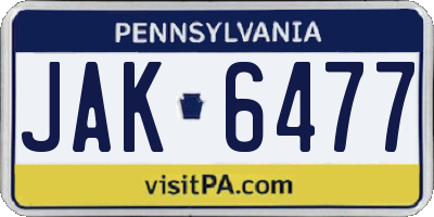 PA license plate JAK6477