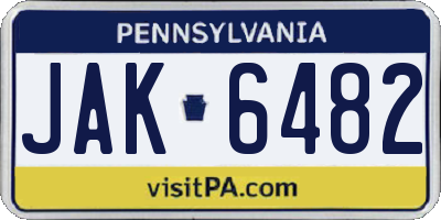 PA license plate JAK6482