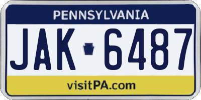 PA license plate JAK6487