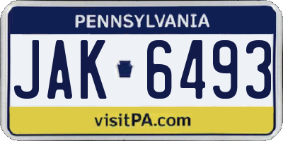 PA license plate JAK6493