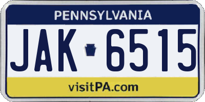 PA license plate JAK6515