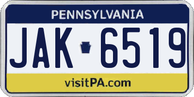 PA license plate JAK6519