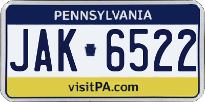 PA license plate JAK6522