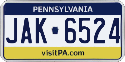 PA license plate JAK6524