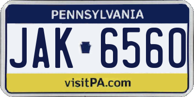 PA license plate JAK6560