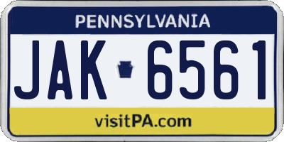 PA license plate JAK6561