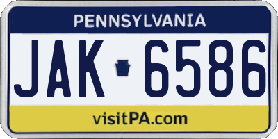 PA license plate JAK6586