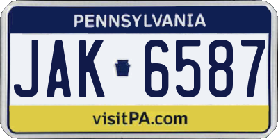 PA license plate JAK6587