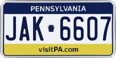 PA license plate JAK6607