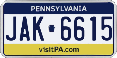 PA license plate JAK6615