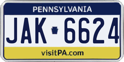 PA license plate JAK6624